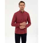 Pierre Cardin Erkek Bordo Flanel Dokulu Slim Fit Uzun Kollu Gömlek 50316751-VR014