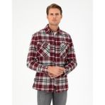 Pierre Cardin Erkek Bordo Klasik Yaka Oduncu Çift Cepli Oversize Gömlek Ceket 50292191-VR223 - Vişne - XL
