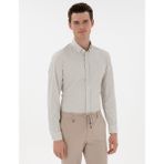 Pierre Cardin Erkek Çağla Slim Fit Çizgili Uzun Kollu Gömlek 50301583-VR016 - 3XL