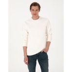 Pierre Cardin Erkek Ekru 3 İplik Regular Fit Bisiklet Yaka Basic Sweatshirt 50315021-VR019 - 2XL