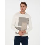 Pierre Cardin Erkek Ekru Slim Fit Bisiklet Yaka Triko Kazak 50300541-VR019