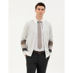 Pierre Cardin Erkek Ekru Slim Fit Fermuarlı Triko Hırka 50278102-VR019 - 2XL