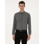 Pierre Cardin Erkek Gri Flanel Dokulu Slim Fit Uzun Kollu Gömlek 50316751-VR024 - 2XL