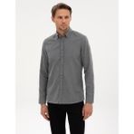 Pierre Cardin Erkek Gri Flanel Dokulu Slim Fit Uzun Kollu Gömlek 50316751-VR024 - XL
