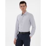 Pierre Cardin Erkek Gri İtalyan Yaka Armürlü Uzun Kollu Gömlek 50303375-VR024 - S