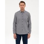 Pierre Cardin Erkek Gri Regular Fit Çizgili Uzun Kollu Gömlek 50316710-VR024 - 2XL
