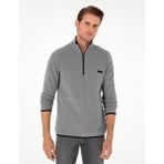 Pierre Cardin Erkek Gri Regular Fit Yarım Fermuarlı Polar Sweatshirt 50298973-VR024