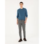 Pierre Cardin Erkek Gri Slim Fit Bağcıklı Kanvas Pantolon 50296178-VR024 - 38 - 30