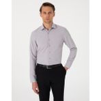 Pierre Cardin Erkek Gri Slim Fit Uzun Kollu Armürlü Gömlek 50307108-VR024 - 2XL