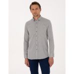 Pierre Cardin Erkek Gri Slim Fit Uzun Kollu Gömlek 50316768-VR024 - XL