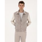 Pierre Cardin Erkek Gri Suni Deri Ceket 50318155-570 - Taş - Dropsuz
