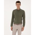 Pierre Cardin Erkek Haki Flanel Dokulu Slim Fit Uzun Kollu Gömlek 50316751-VR027