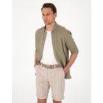 Pierre Cardin Erkek Haki Keten Karışımlı Regular Fit Uzun Kollu Gömlek 50303245-VR027 - 2XL