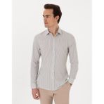 Pierre Cardin Erkek Haki Likralı Çizgili Ex. Slim Fit Uzun Kollu Gömlek 50303897-VR027