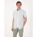 Pierre Cardin Erkek Haki Regular Fit Kısa Kollu Gömlek 50301548-VR027 - XS