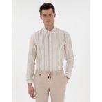 Pierre Cardin Erkek Haki Regular Fit Uzun Kollu Gömlek 50305058-VR027 - S