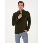 Pierre Cardin Erkek Haki Regular Fit Yarım Fermuarlı Polar Sweatshirt 50314056-VR027 - 2XL