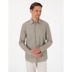 Pierre Cardin Erkek Haki Slim Fit Çizgili Uzun Kollu Gömlek 50310777-VR054 - Yeşil
