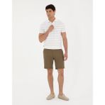 Pierre Cardin Erkek Haki Slim Fit Keten Karışımlı Dokuma Şort 50291519-VR027 - 32