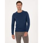 Pierre Cardin Erkek Indigo Melanj Slim Fit Bisiklet Yaka Basic Triko Kazak 50315509-VR155 - İndigo Melanj
