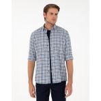 Pierre Cardin Erkek İndigo Regular Fit Ekose Oduncu Uzun Kollu Gömlek 50292811-VR028 - XL