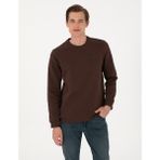 Pierre Cardin Erkek Kahverengi 3 İplik Regular Fit Bisiklet Yaka Basic Sweatshirt 50315021-VR029 - XL