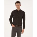 Pierre Cardin Erkek Kahverengi Flanel Dokulu Slim Fit Uzun Kollu Gömlek 50316751-VR029 - XL