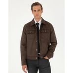 Pierre Cardin Erkek Kahverengi Gömlek Yaka Suni Deri Ceket 50300520-400 - 58 - Dropsuz