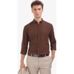 Pierre Cardin Erkek Kahverengi Keten Karışımlı Regular Fit Uzun Kollu Gömlek 50320941-VR084 - Koyu Kahverengi - 2XL