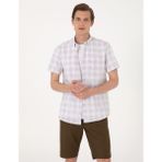 Pierre Cardin Erkek Kahverengi Regular Fit Kısa Kollu Ekose Gömlek 50304523-VR197 - Sütlü Kahve