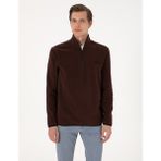 Pierre Cardin Erkek Kahverengi Regular Fit Yarım Fermuarlı Polar Sweatshirt 50314056-VR029