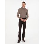 Pierre Cardin Erkek Kahverengi Slim Fit Beli Lastikli Bağcıklı Kanvas Pantolon 50292190-VR029 - 30 - 32