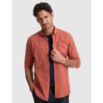 Pierre Cardin Erkek Kiremit %100 Pamuk Keten Görünümlü Slim Fit Uzun Kollu Gömlek 50325355-VR031 - 3XL