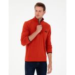 Pierre Cardin Erkek Kiremit Regular Fit Yarım Fermuarlı Polar Sweatshirt 50298973-VR040 - XL