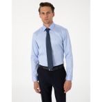 Pierre Cardin Erkek Koyu Mavi %100 Pamuk Parlak Saten Slim Fit Uzun Kollu Basic Gömlek 50305127-VR032