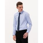 Pierre Cardin Erkek Koyu Mavi Parlak Saten Slim Fit Uzun Kollu Basic Gömlek 50268201-VR032 - 4XL