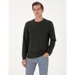 Pierre Cardin Erkek Koyu Yeşil 3 Iplik Regular Fit Bisiklet Yaka Basic Sweatshirt 50314978-VR079