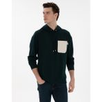 Pierre Cardin Erkek Koyu Yeşil Çelik Örme Comfort Fit Kapüşonlu Sweatshirt 50290615-VR055 - 2XL - Zümrüt