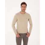 Pierre Cardin Erkek Kum Melanj Slim Fit Bisiklet Yaka Basic Triko Kazak 50314192-VR123