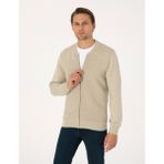 Pierre Cardin Erkek Kum Melanj Slim Fit Fermuarlı Triko Hırka 50317333-VR123