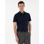 Pierre Cardin Erkek Lacivert Basic Regular Fit Kısa Kollu Cepli Gömlek 50307003-VR033 - XL