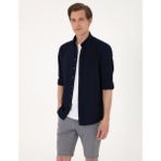Pierre Cardin Erkek Lacivert Esnek Slim Fit Çizgili Uzun Kollu Gömlek 50307162-VR033