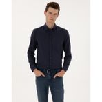Pierre Cardin Erkek Lacivert Flanel Dokulu Slim Fit Uzun Kollu Gömlek 50316751-VR033