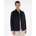 Pierre Cardin Erkek Lacivert Gömlek Yaka Suni Deri Ceket 50312345-200 - Dropsuz