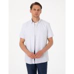 Pierre Cardin Erkek Lacivert Kareli Regular Fit Kısa Kollu Gömlek 50307262-VR033