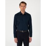 Pierre Cardin Erkek Lacivert Parlak Saten Regular Fit Uzun Kollu Basic Gömlek 50302972-VR033 - 2XL