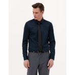 Pierre Cardin Erkek Lacivert Parlak Saten Slim Fit Uzun Kollu Basic Gömlek 50268201-VR033