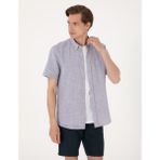 Pierre Cardin Erkek Lacivert Regular Fit Kısa Kollu Gömlek 50307073-VR033 - XL