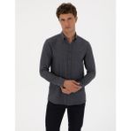 Pierre Cardin Erkek Lacivert Slim Fit Dokulu Uzun Kollu Gömlek 50316768-VR033