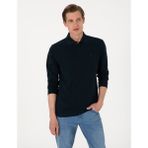 Pierre Cardin Erkek Lacivert Slim Fit Kıvrılmaz Polo Yaka Basic Pike Sweatshirt 50314048-VR033 - 3XL